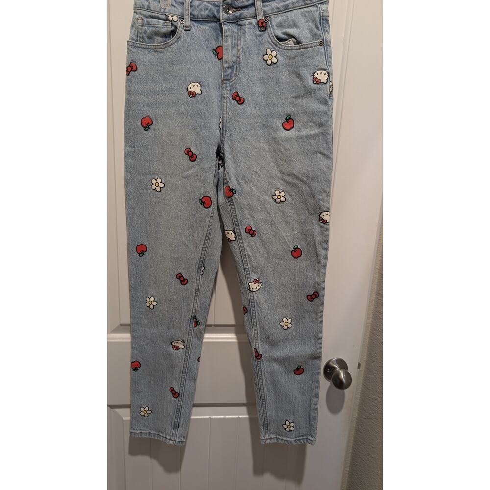 Hello Kitty by Sanrio Girls' Straight Jeans Blue Size 3 Embroidered Cartoon